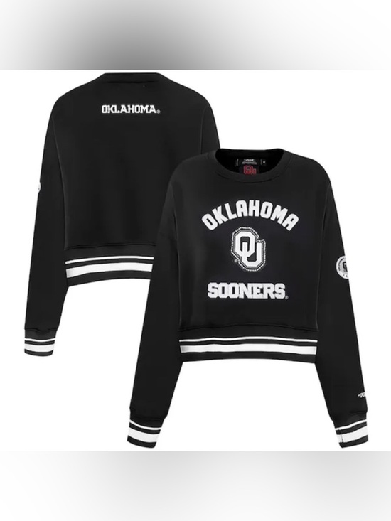 Pro Standard Tops - NWT [Pro Standard] Oklahoma Sooners NCAA Black Pearl Cropped Sweatshirt Womens L